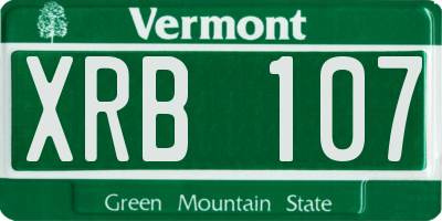 VT license plate XRB107