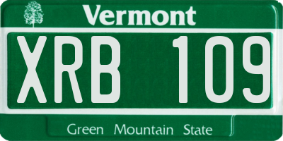 VT license plate XRB109