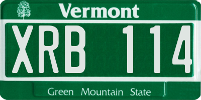 VT license plate XRB114