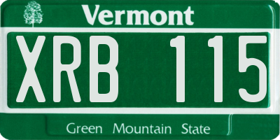 VT license plate XRB115