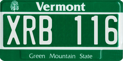 VT license plate XRB116