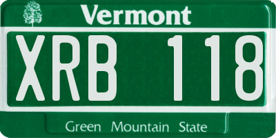 VT license plate XRB118