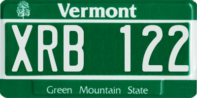 VT license plate XRB122