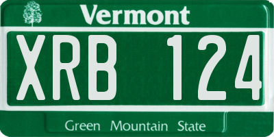 VT license plate XRB124