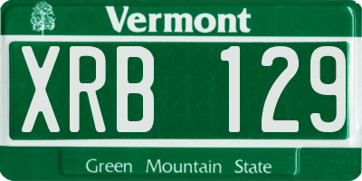 VT license plate XRB129