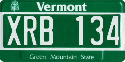 VT license plate XRB134