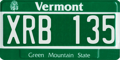 VT license plate XRB135