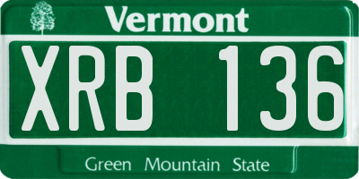 VT license plate XRB136