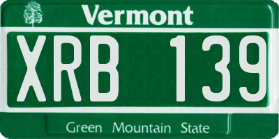 VT license plate XRB139