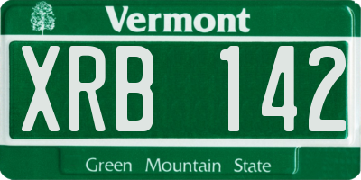 VT license plate XRB142