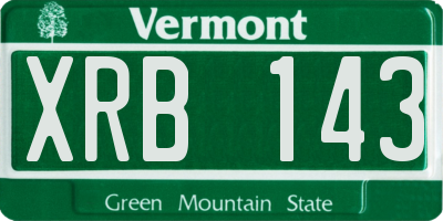 VT license plate XRB143