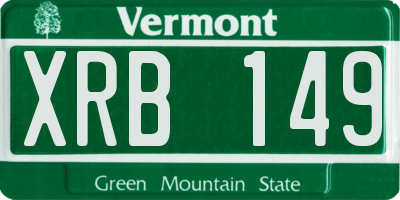 VT license plate XRB149