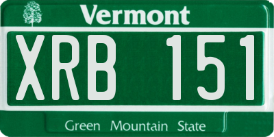 VT license plate XRB151