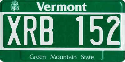 VT license plate XRB152