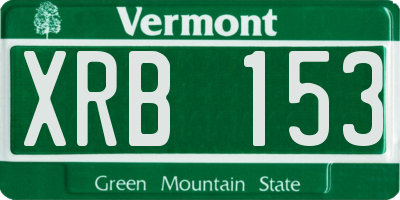 VT license plate XRB153