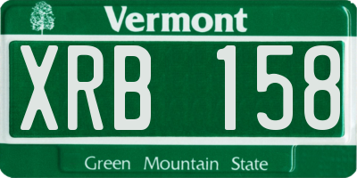 VT license plate XRB158