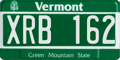 VT license plate XRB162