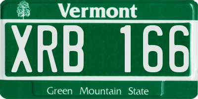 VT license plate XRB166