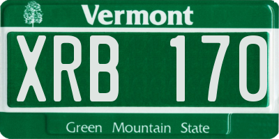 VT license plate XRB170
