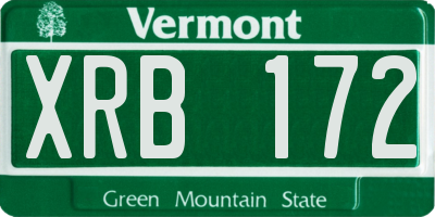 VT license plate XRB172