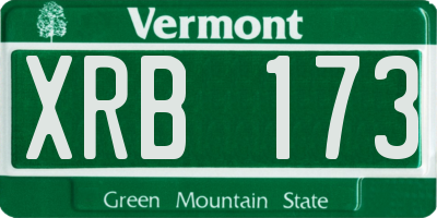 VT license plate XRB173