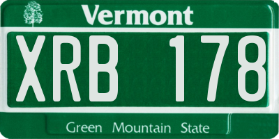 VT license plate XRB178