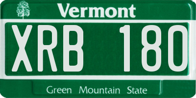 VT license plate XRB180
