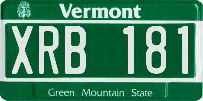 VT license plate XRB181