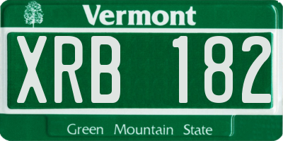 VT license plate XRB182