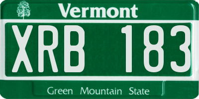 VT license plate XRB183