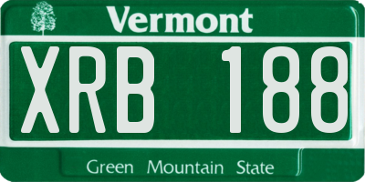 VT license plate XRB188