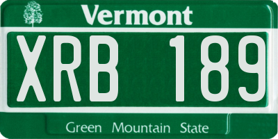 VT license plate XRB189