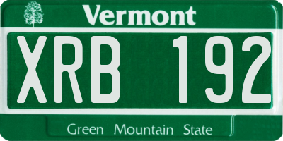 VT license plate XRB192