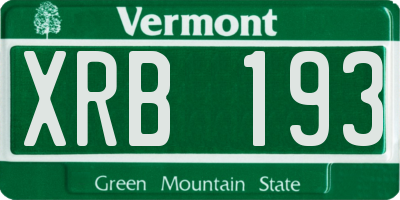 VT license plate XRB193