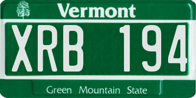 VT license plate XRB194