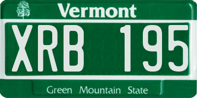 VT license plate XRB195