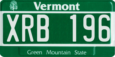 VT license plate XRB196