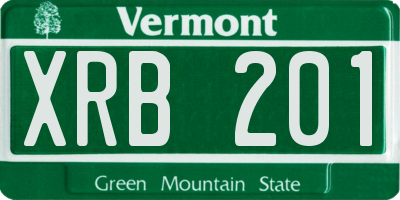 VT license plate XRB201