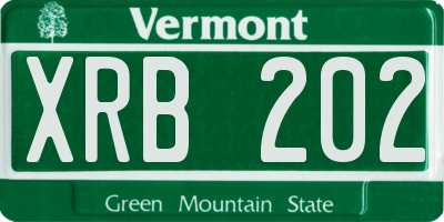 VT license plate XRB202