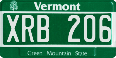VT license plate XRB206