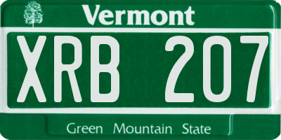 VT license plate XRB207