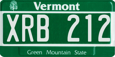 VT license plate XRB212