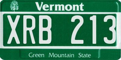 VT license plate XRB213