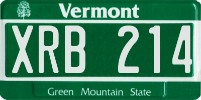 VT license plate XRB214