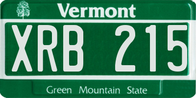 VT license plate XRB215