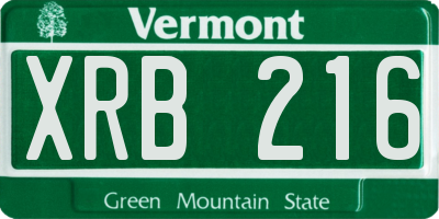 VT license plate XRB216