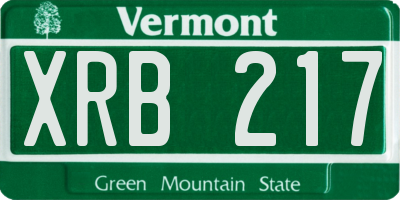 VT license plate XRB217