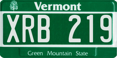VT license plate XRB219