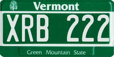 VT license plate XRB222