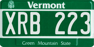 VT license plate XRB223